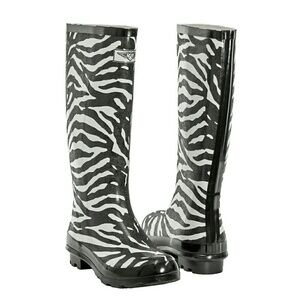 Women's Rainboots, Rubber Tall Rain boots, RB-1401, Zebra, size 5